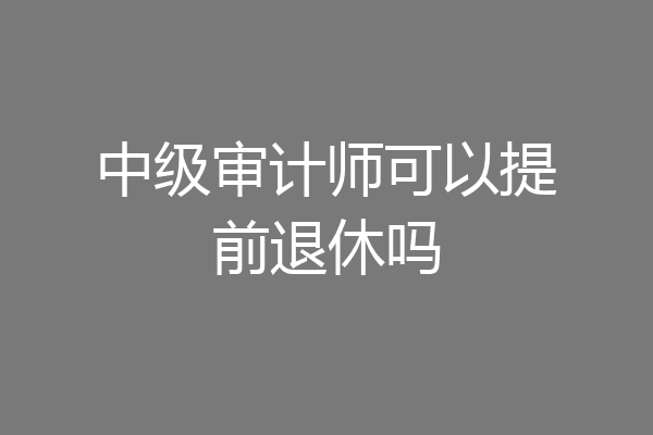 中级审计师可以提前退休吗