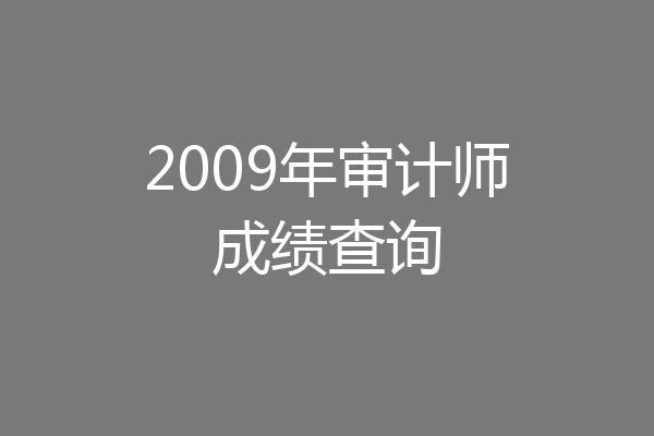 2009年审计师成绩查询