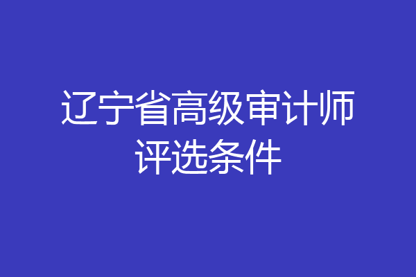 辽宁省高级审计师评选条件