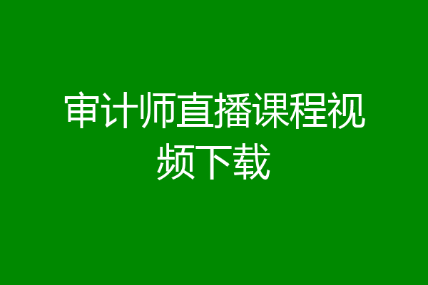 审计师直播课程视频下载
