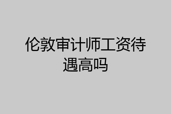 伦敦审计师工资待遇高吗