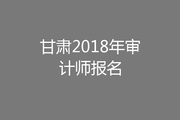 甘肃2018年审计师报名