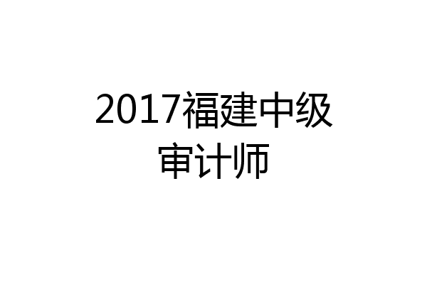2017福建中级审计师