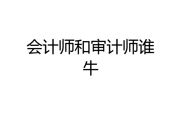 会计师和审计师谁牛
