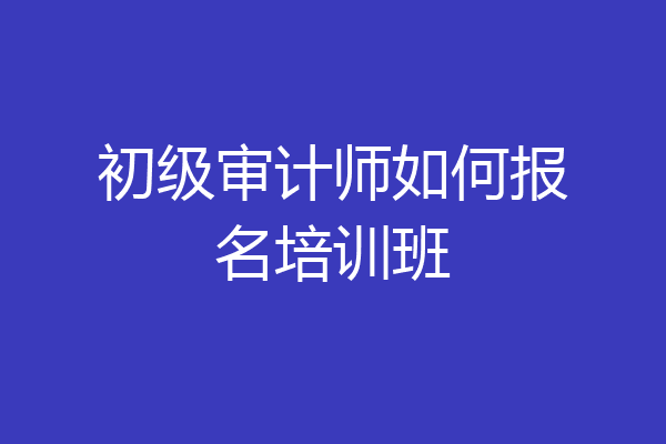 初级审计师如何报名培训班