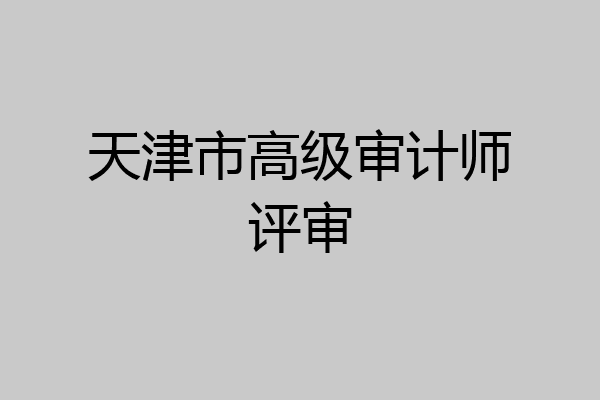 天津市高级审计师评审