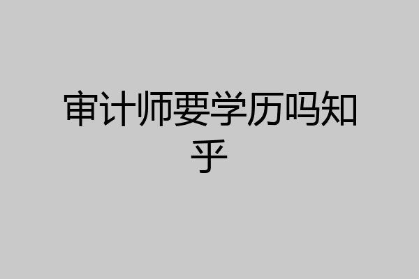 审计师要学历吗知乎