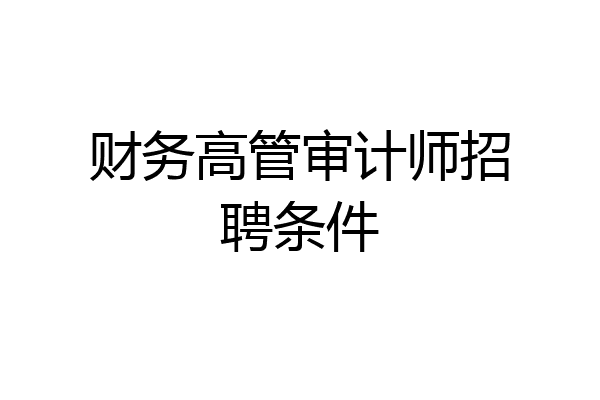 财务高管审计师招聘条件