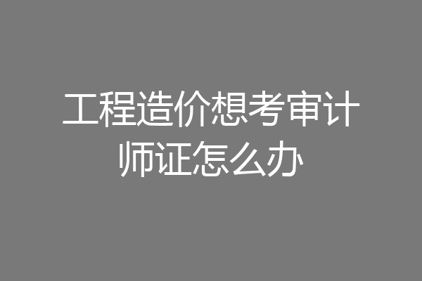 工程造价想考审计师证怎么办