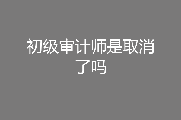 初级审计师是取消了吗