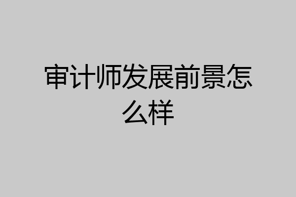 审计师发展前景怎么样
