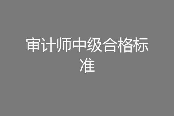 审计师中级合格标准