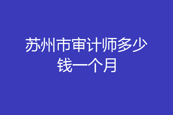苏州市审计师多少钱一个月