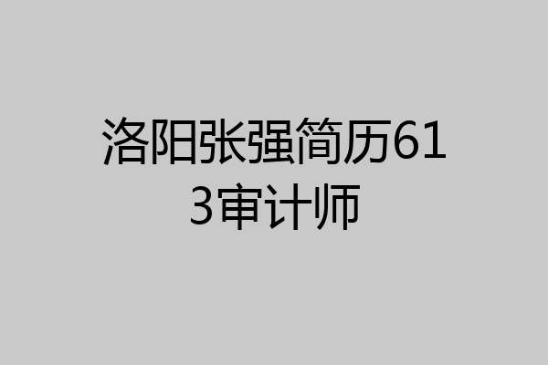 洛阳张强简历613审计师
