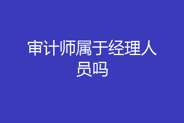 审计师属于经理人员吗