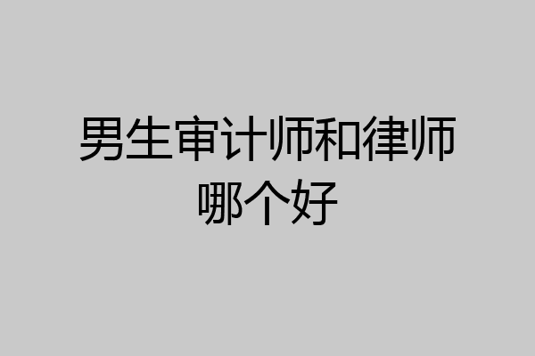 男生审计师和律师哪个好