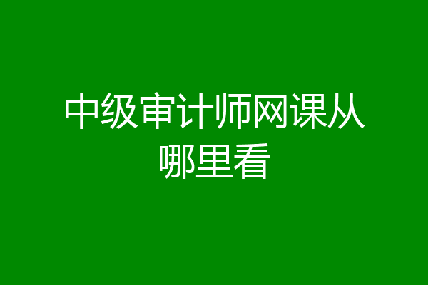 中级审计师网课从哪里看