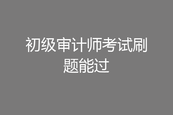 初级审计师考试刷题能过