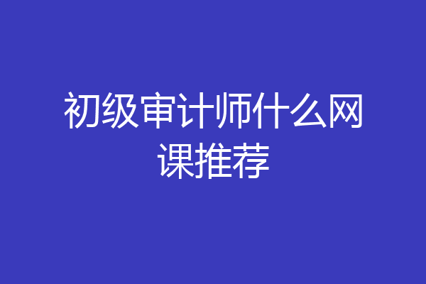 初级审计师什么网课推荐