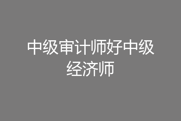 中级审计师好中级经济师