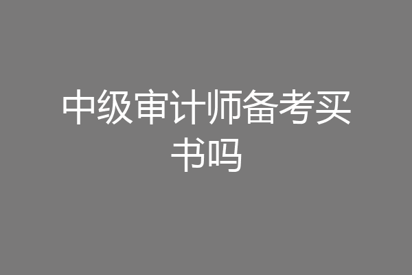 中级审计师备考买书吗