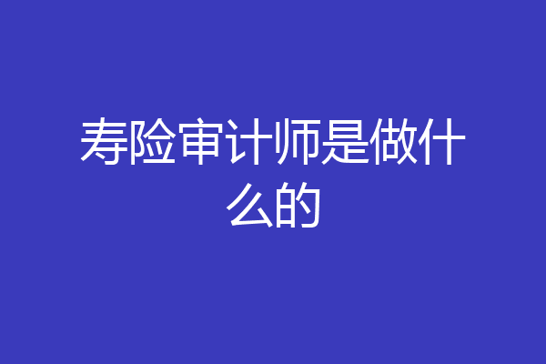 寿险审计师是做什么的