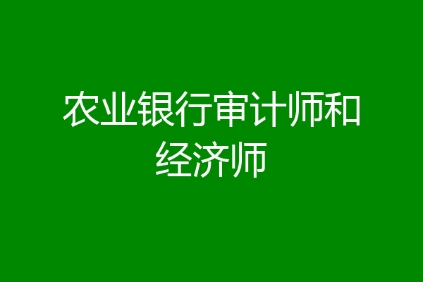 农业银行审计师和经济师