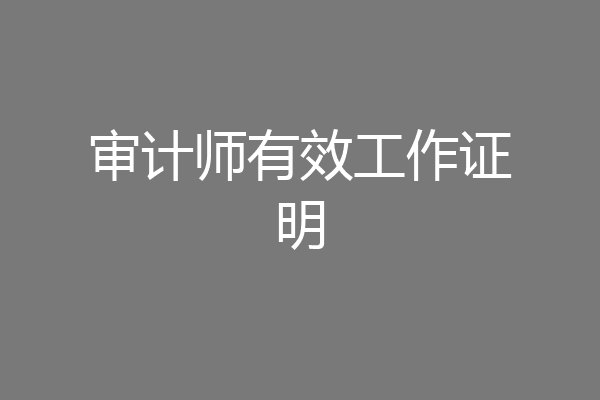 审计师有效工作证明