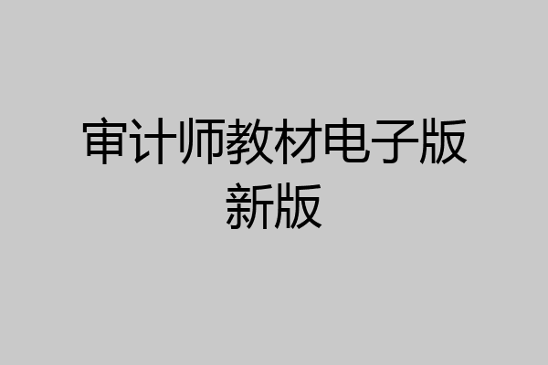 审计师教材电子版新版