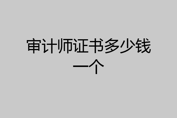 审计师证书多少钱一个