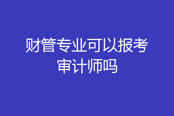 财管专业可以报考审计师吗