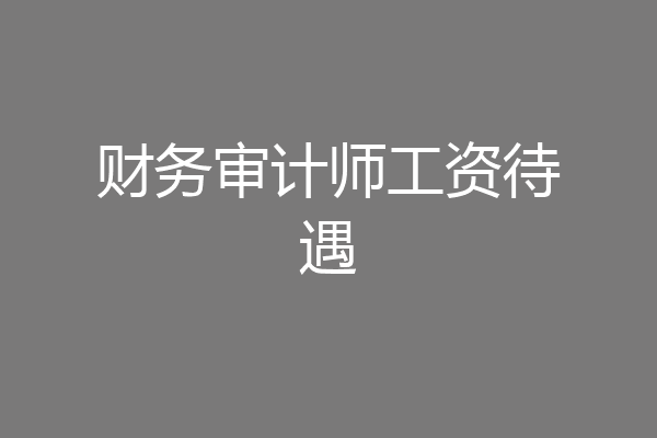 财务审计师工资待遇