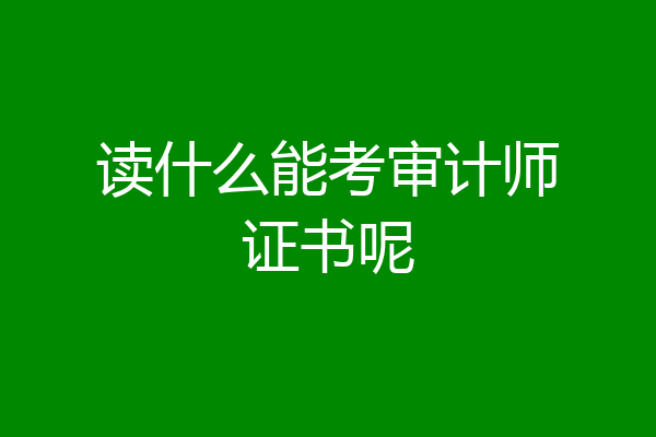 读什么能考审计师证书呢
