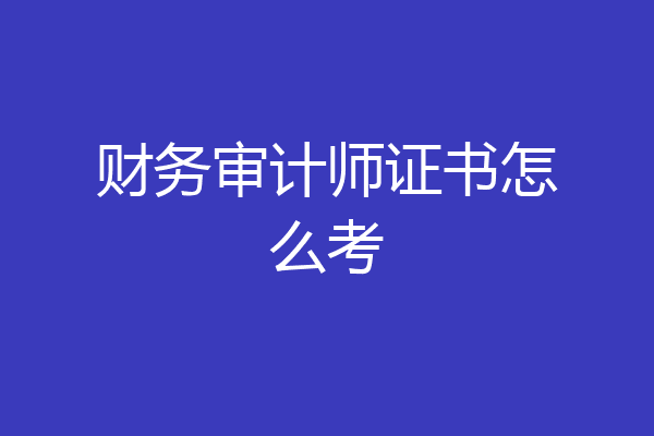 财务审计师证书怎么考