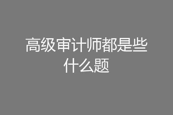 高级审计师都是些什么题