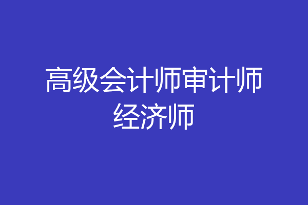 高级会计师审计师经济师