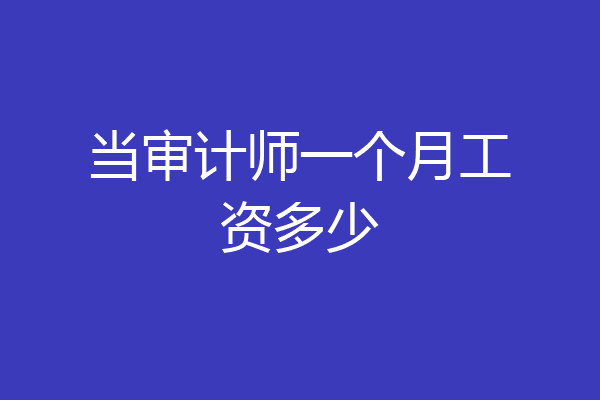 当审计师一个月工资多少
