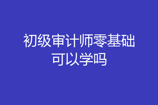 初级审计师零基础可以学吗