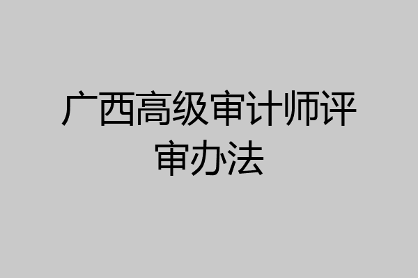 广西高级审计师评审办法