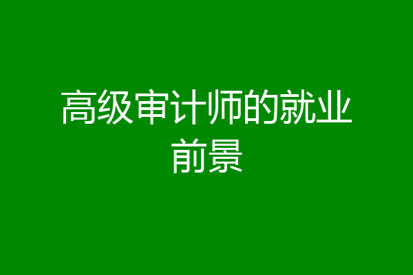 高级审计师的就业前景