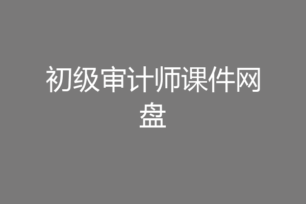 初级审计师课件网盘