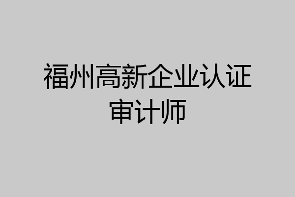 福州高新企业认证审计师