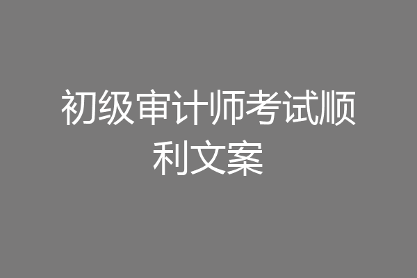 初级审计师考试顺利文案