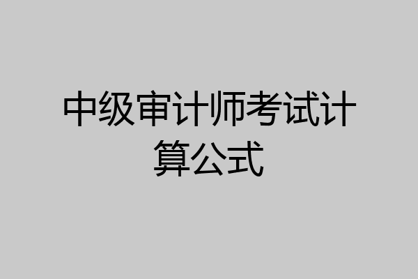 中级审计师考试计算公式