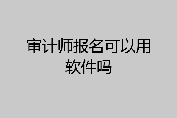 审计师报名可以用软件吗