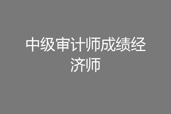 中级审计师成绩经济师