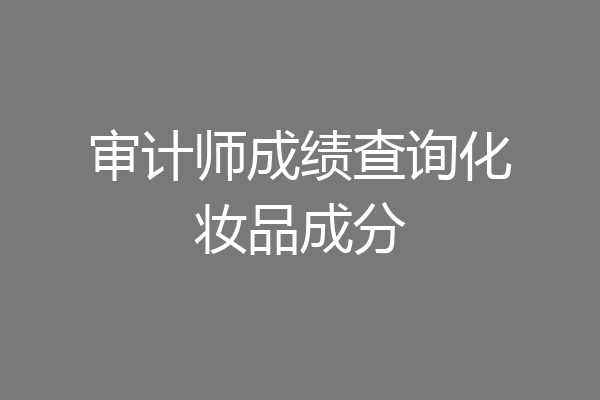 审计师成绩查询化妆品成分