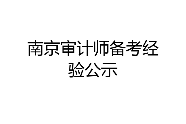 南京审计师备考经验公示