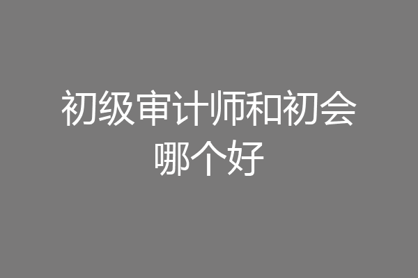 初级审计师和初会哪个好