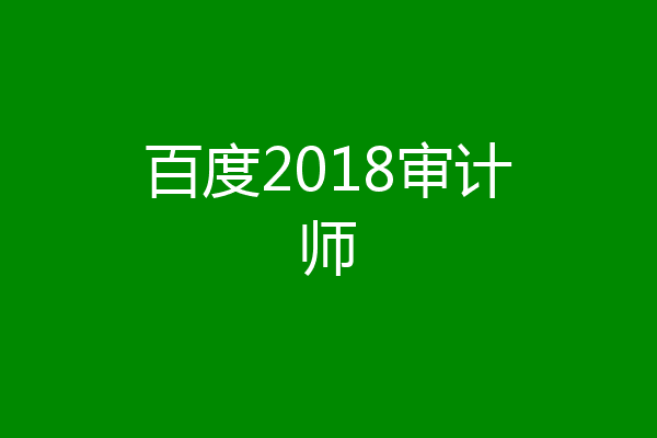 百度2018审计师